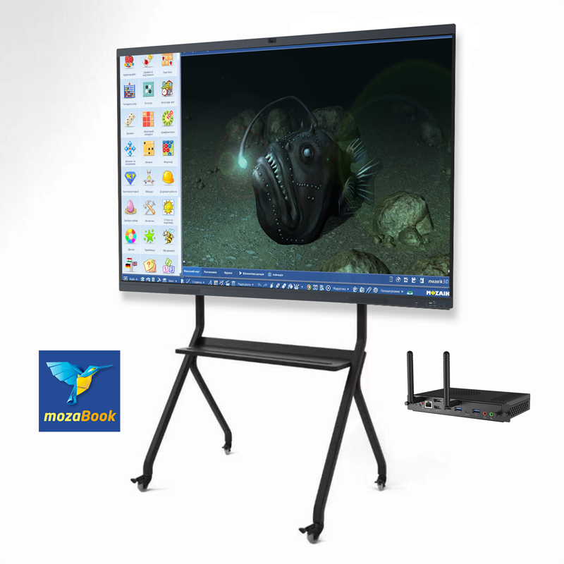 Інтерактивна панель EdPro Touch B 65" (ETP65B), OPS ПК (Intel i5 12Gen/16/512/W11Pro), мобільний стенд, MozaBook Classroom (підписка на 1 рік)
